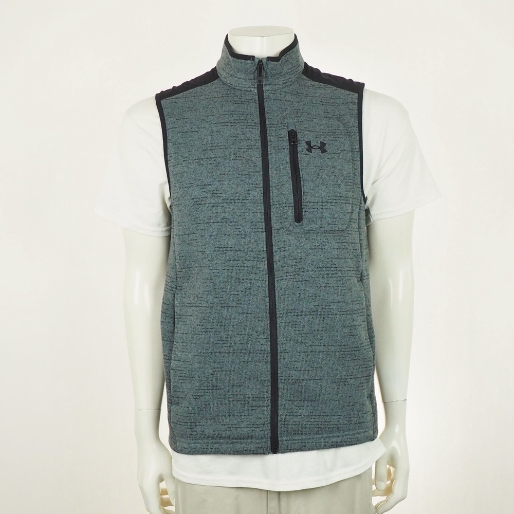 Under Armour UA Specialist Full-Zip Fleece Jacket Vest Mens Medium Gray Mock